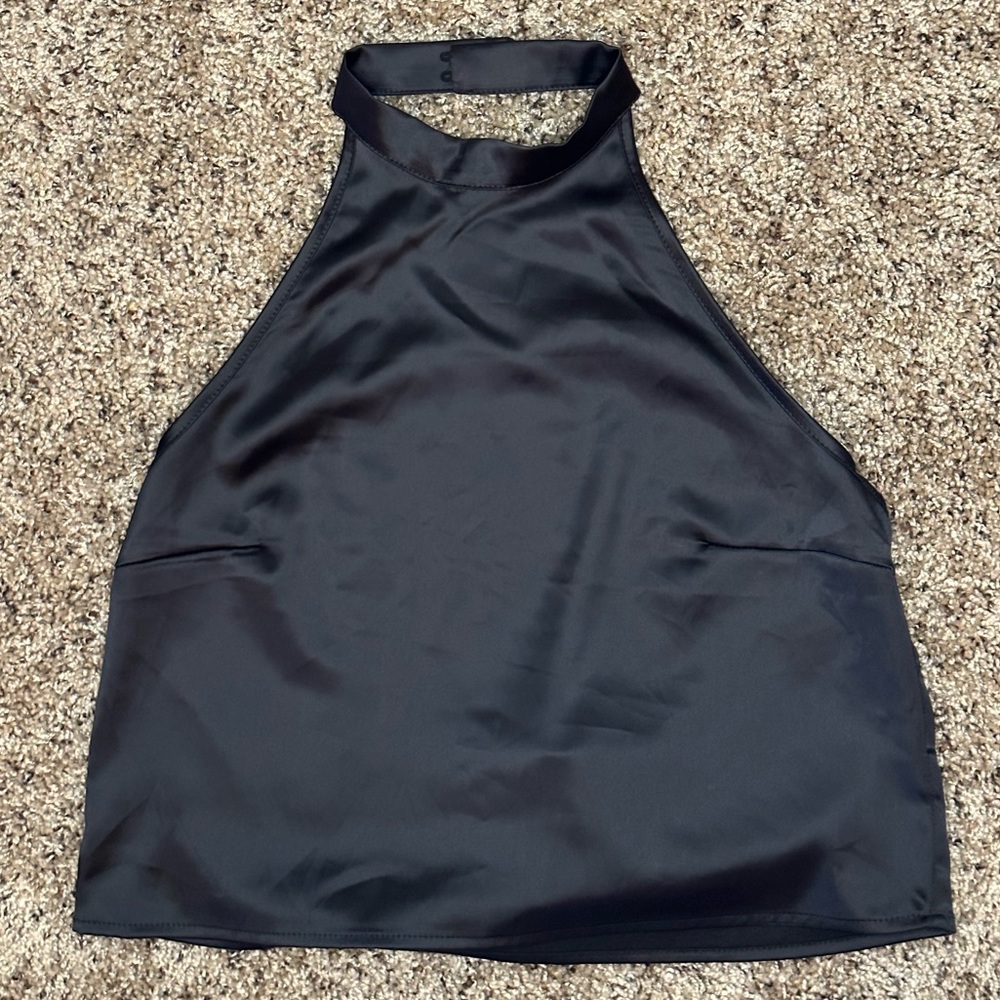 Satin Solid Halter Top